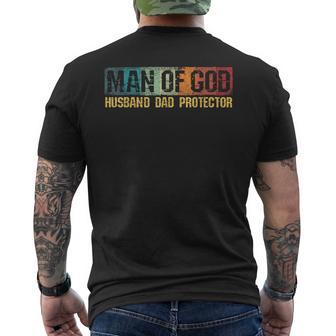 Hombre De Dios Marido Papá Protector Fe Cristiana Día Del Padre Camiseta Hombre Estampado Espalda - Regaloses
