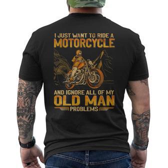 Hombresiejos Montando Motocicleta Para Amante Camiseta Hombre Estampado Espalda - Regaloses