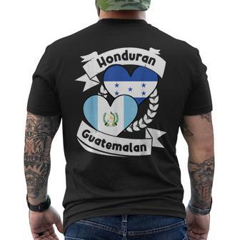 Honduran Guatemalan Heart Flags Honduras Guatemala Men's T-shirt Back Print - Thegiftio UK