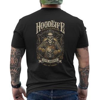 Hoodlife Blue Collar Rebellion Welder Skull Built Not Bought Men's T-shirt Back Print - Thegiftio UK