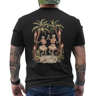 Hula Skeleton Dancing Halloween Palm Trees Hawaii Tropical Men's T-shirt Back Print - Thegiftio UK