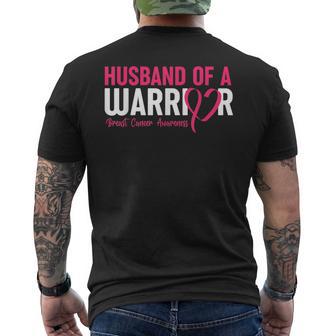 Husband Of A Warrior Breast Cancer Awareness Pink Ribbon Men's T-shirt Back Print - Thegiftio UK
