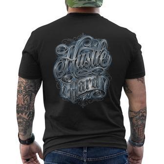 Hustle Hard Chicanotyle Tatuajecript Motivación Urbana Camiseta Hombre Estampado Espalda - Regaloses