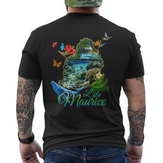 Ile Maurice Escapade Exotique Baleine Bleue T-shirt imprimé au dos - Cadeauxyz
