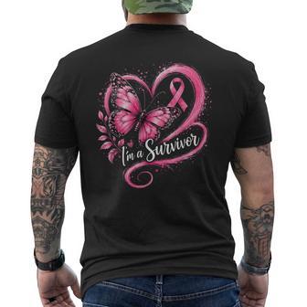 I'm A Survivor Breast Cancer Awareness Ribbon Heart Survivor Men's T-shirt Back Print | Seseable UK