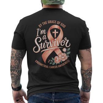 I'm A Survivor Endometrial Cancer Awareness Men's T-shirt Back Print - Thegiftio UK