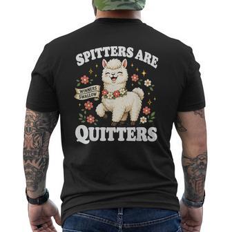 Inappropriate Meme Spitters Are Quitters Adult Humo Men's T-shirt Back Print - Thegiftio UK