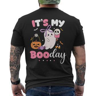 Its My Boo Day Cute Halloween Birthday Ghost Bow Preppy Men's T-shirt Back Print - Thegiftio UK