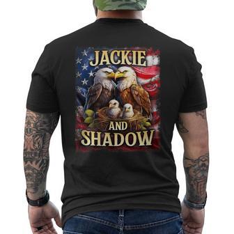 Jackie And Shadow Bald Eagle On Us American Flag Men's T-shirt Back Print - Thegiftio UK