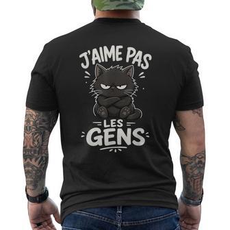 J'aime Pas Les Gens Humour Drole Chat Mignon Grognon T-shirt imprimé au dos - Cadeauxyz