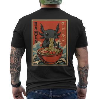 Japanese Anime Axolotls Ramen – Black Axolotl Eating Ramen Men's T-shirt Back Print | Seseable UK