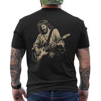 Jesus Playing Guitar Rocker Retro Vintage Men's T-shirt Back Print - Thegiftio UK