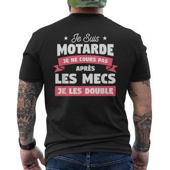 Jeuis Motarde Je Ne Cours Pas Après Les Mecs Je Les Double T-shirt imprimé au dos - Cadeauxyz