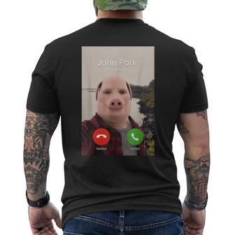 John Pork Chiama Divertente Brainrot Meme Imbarazzante Maiale T-shirt da uomo con stampa posteriore - Novitaregali