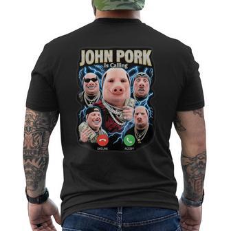 John Pork Chiama Meme Brainrot T-shirt da uomo con stampa posteriore - Novitaregali