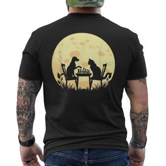 Jugador De Ajedrez Tablero De Ajedrez Gato Perro Y Hombres De Ajedrez Divertidos Camiseta Hombre Estampado Espalda - Regaloses