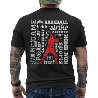 Jugador De Béisbol Con Nube De Palabras In Mangas Camiseta Hombre Estampado Espalda - Regaloses