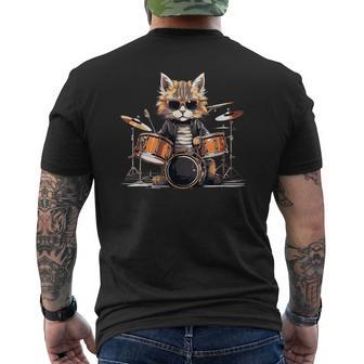 Katze Mitonnenbrillepieltchlagzeug-Chlagzeuger T-Shirt mit Rückendruck - Geschenkecke