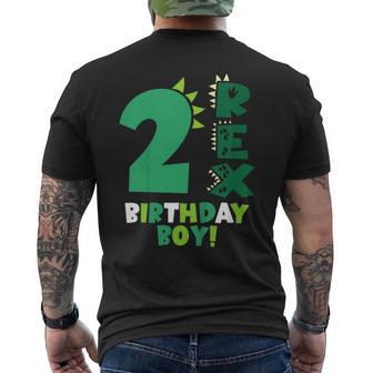 Kids 2 Rex Birthday Boy Two Rex Dinosaur Dino 2Nd Birthday 2 Year Men's T-shirt Back Print - Thegiftio UK