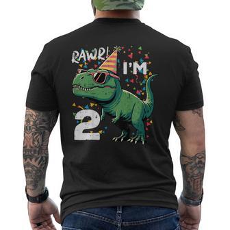 Kids 2Nd Birthday Trex Rawr Im 2 Years Old Bday Dino Toddler Boys Men's T-shirt Back Print - Thegiftio UK