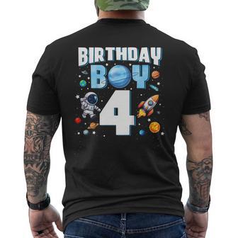 Kids 4 Year Old Astronaut Birthday Boy Outer Space 4Th Birthday Men's T-shirt Back Print - Thegiftio UK