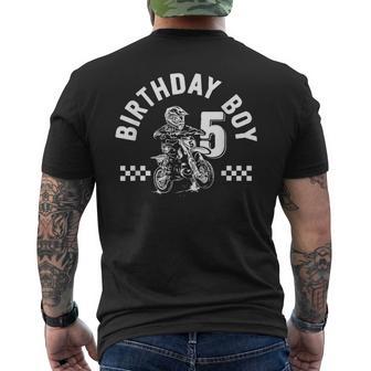 Kids 5 Years Old Dirt Bike Birthday Boy Motorcycle Men's T-shirt Back Print - Thegiftio UK