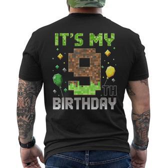 Kids 9Th Birthday Gamer Pixel 9 Years Old Video Game Party Men's T-shirt Back Print - Monsterry UK