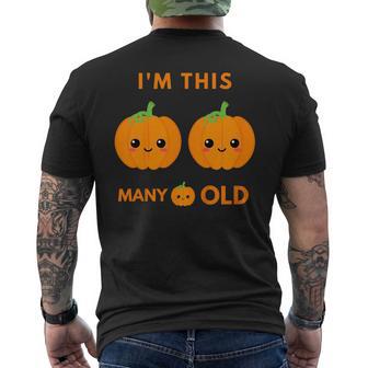 Kids I'm This Many Pumpkins Old Pumpkin 2Nd Bday 2 Years Old Men's T-shirt Back Print - Thegiftio UK