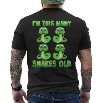Kids I'm This Many Snakes Old Cute Snake Kids 4Th Birthday Party Men's T-shirt Back Print - Thegiftio UK