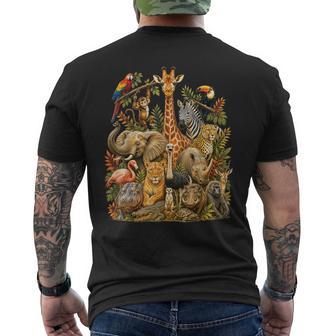 Kids Zoo Safari Animals Wildlife Jungle Birthday Party Men's T-shirt Back Print | Seseable UK