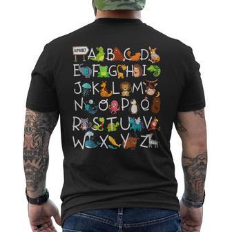 Kindergarten Alphabet Cute Animal Abcs A-Z Learning Men's T-shirt Back Print - Thegiftio UK