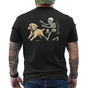 Labrador Retriever Dog Stealing Bone From Skeleton Halloween Men's T-shirt Back Print | Seseable UK