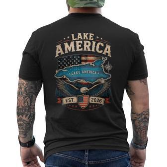 Lake America Bald Eagle Us Vintage Patriotic Pro Trump Men's T-shirt Back Print | Seseable UK