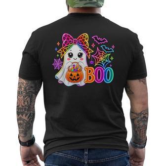 Leopard Bow Cute Boo Ghost Halloween Men's T-shirt Back Print - Thegiftio UK
