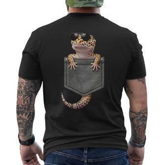 Leopard Gecko Pocket Boys Kids Cute Lizard With Sunglasses Men's T-shirt Back Print - Thegiftio UK