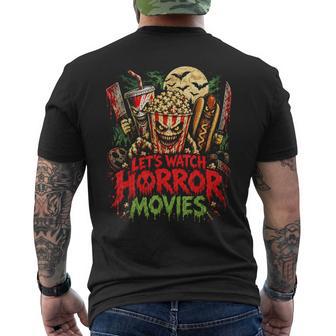 Let's Watch Horror Movies Halloween Characters Snacks Men's T-shirt Back Print - Thegiftio UK