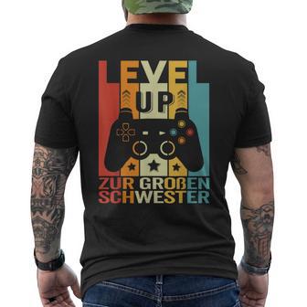 Level Up Zur Großenchwester Zur Geburt Lustiges Gamer T-Shirt mit Rückendruck - Geschenkecke