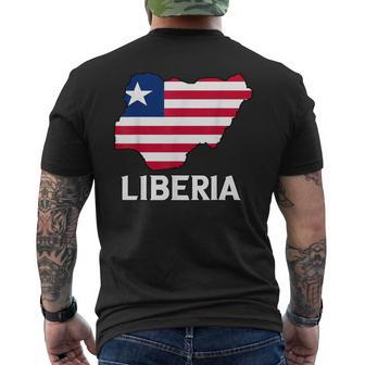 Liberia Map Liberian Flag Liberian Roots Liberian Pride Men's T-shirt Back Print - Thegiftio UK