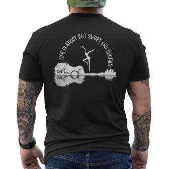 Life Is Short Music Lover But Sweet For Certain Retro Guitar Men's T-shirt Back Print - Thegiftio UK