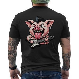 Lindo Cerdo Punk Cerdo Gótico Rock'n Roll Banda De Guitarra Divertida Camiseta Hombre Estampado Espalda - Regaloses