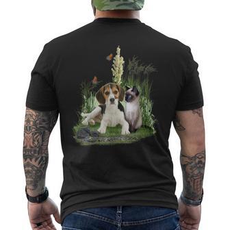 Lindo Especial -Perrito -Gatitos Y Mariposas Camiseta Hombre Estampado Espalda - Regaloses