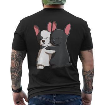 Lindo Perro Kawaii Abrazando Bulldogs Franceses Camiseta Hombre Estampado Espalda - Regaloses
