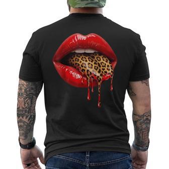 Lips Leopard Tongue Cheetah Pattern Melting Lips Men's T-shirt Back Print | Seseable UK