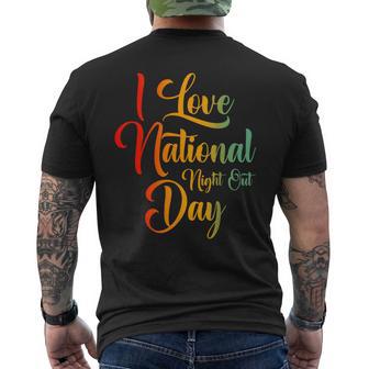 I Love National Night Out Day Men's T-shirt Back Print - Thegiftio UK