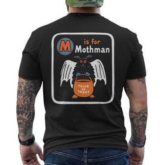M Is For Mothman Halloween Alphabet Cryptid Lover Men's T-shirt Back Print - Thegiftio UK