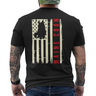 Maine Coon Gato Con Bandera Americana Camiseta Hombre Estampado Espalda - Regaloses