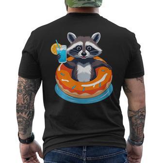 Mapache Con Bebida En Flotador De Piscina Camiseta Hombre Estampado Espalda - Regaloses