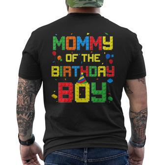 Master Builder Mommy Of The Birthday Boy Building Blocks Men's T-shirt Back Print | Seseable UK
