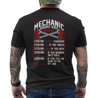 Mechanic Hourly Rate Car Auto Repairman Labor Rates Men's T-shirt Back Print - Thegiftio UK