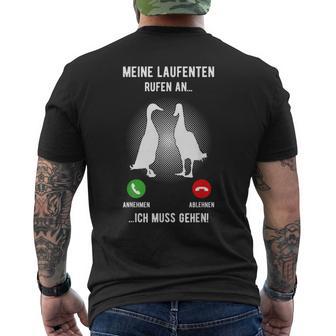 Meine Laufenten Entenbesitzer Papa Geflügelzucht Ente T-Shirt mit Rückendruck - Geschenkecke